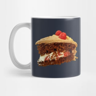 Sweet Food Slice of Frosted Cake with Cream and Raspberries Mug